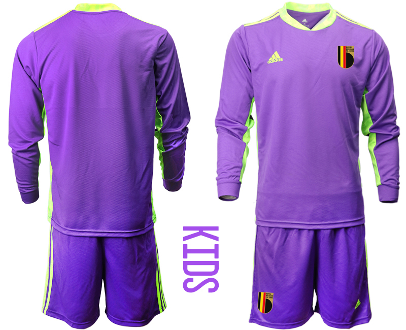 Youth 2021 European Cup Belgium purple Long sleeve goalkeeper Soccer Jersey